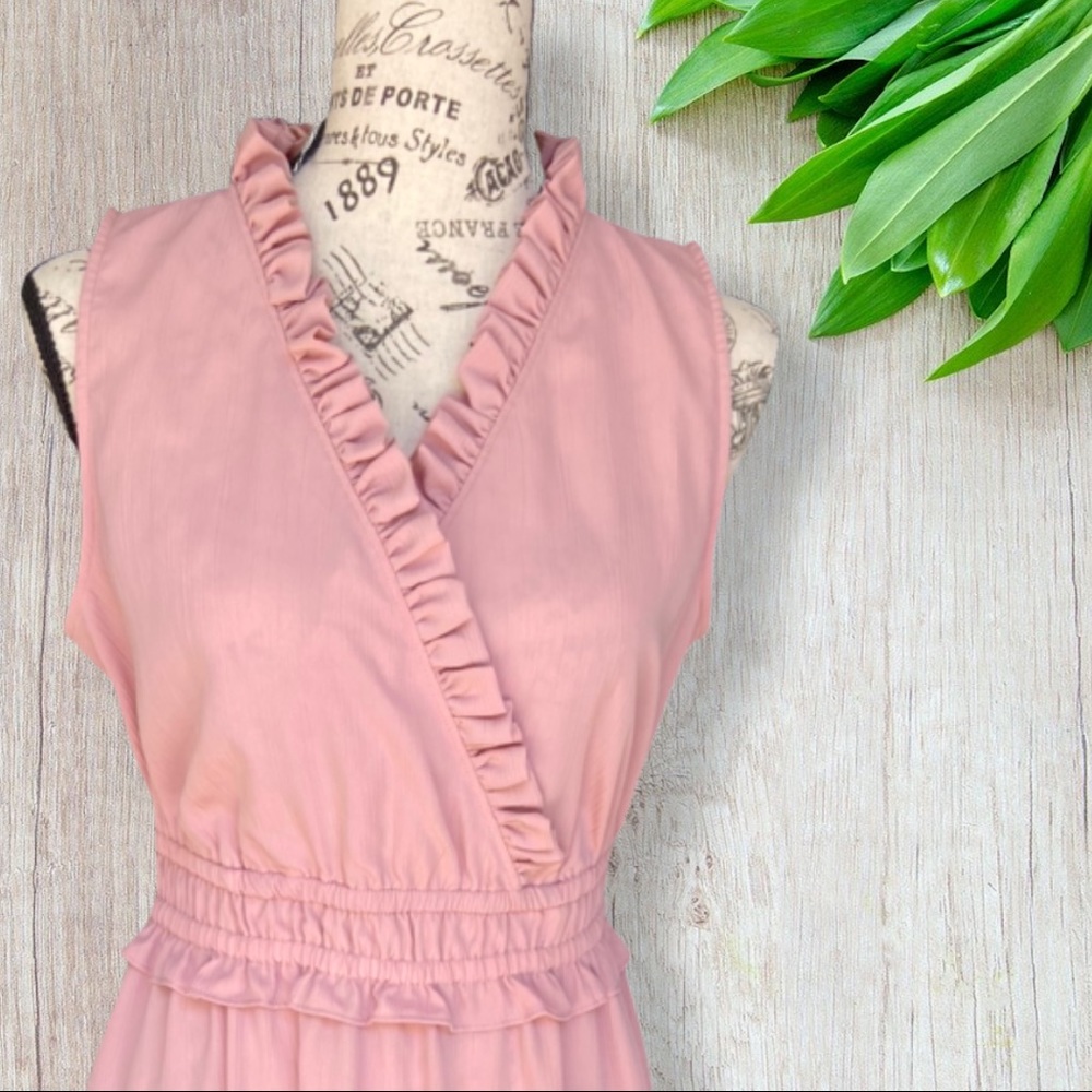 LOFT Outlet Ruffle V Neck Midi Dress